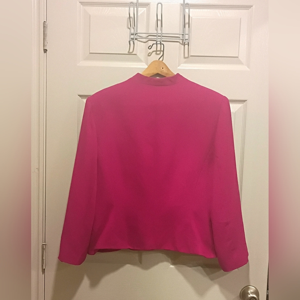 Vintage Plus Size Le Suit Fuschia Collarless Button Front Blazer Size 18 - Picture 7 of 10
